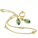 Prasiolith Tropfen Hänger vergoldet I STEINLINS